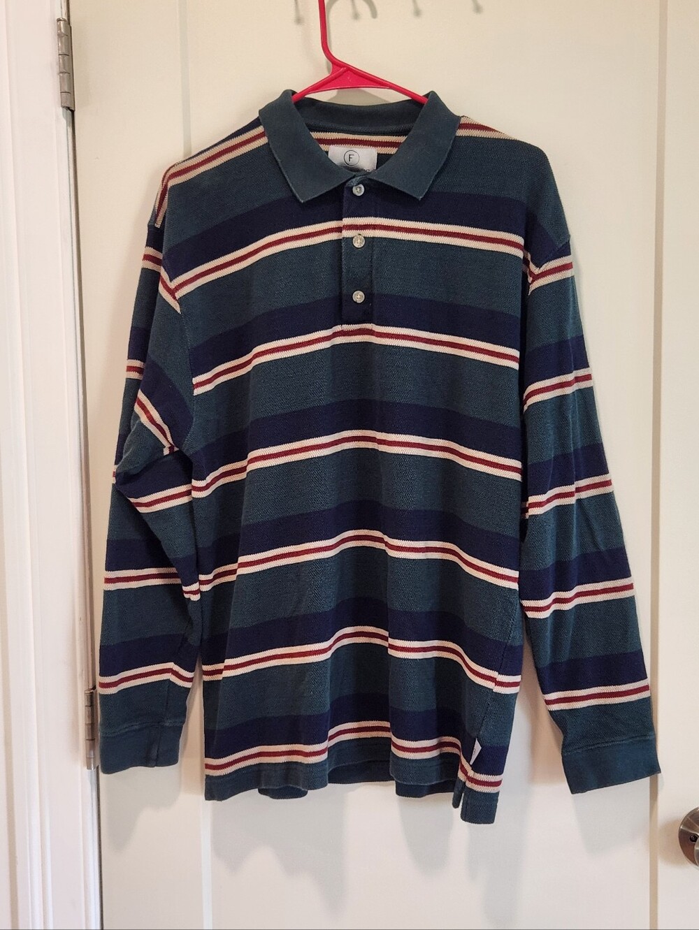 Vintage Farah Striped Cotton Knit Polo Mens Size XL